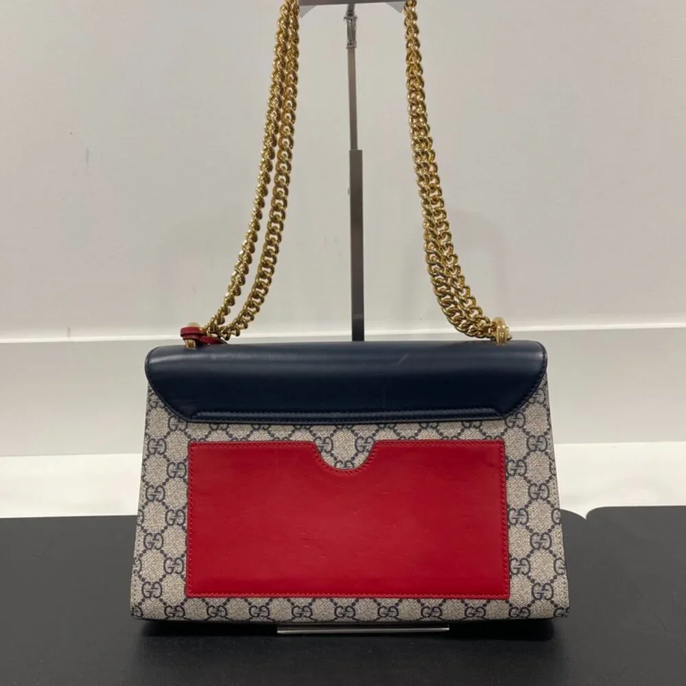 Gucci GG Supreme Monogram Calfskin Medium Padlock Shoulder Bag (JB1085)